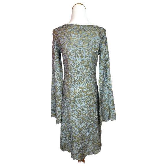 Sundance Pure Elegance Applique Shift Dress in Tan and Grey Size 6 - Picture 3 of 8